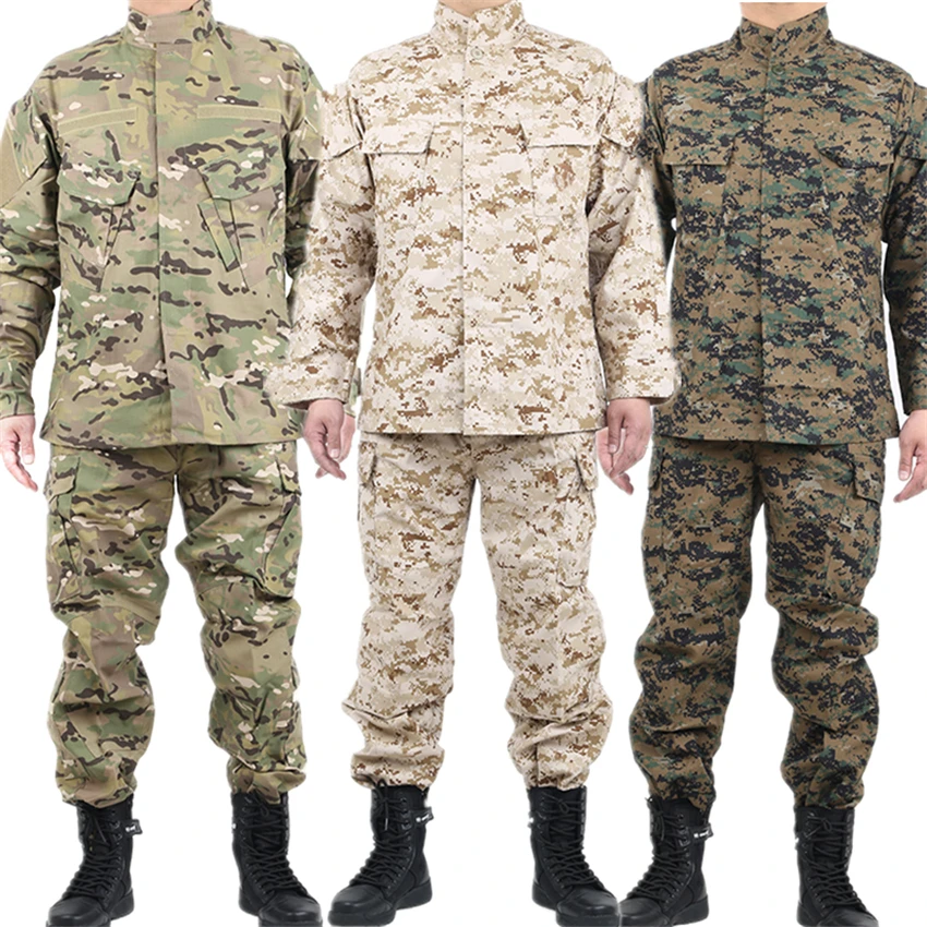 Abbigliamento Uomo Combat Uniforme Militare Abbigliamento Tattico Antivento Camouflage Army Suits Militar Hunting Suit Safari Coat + Pant Set