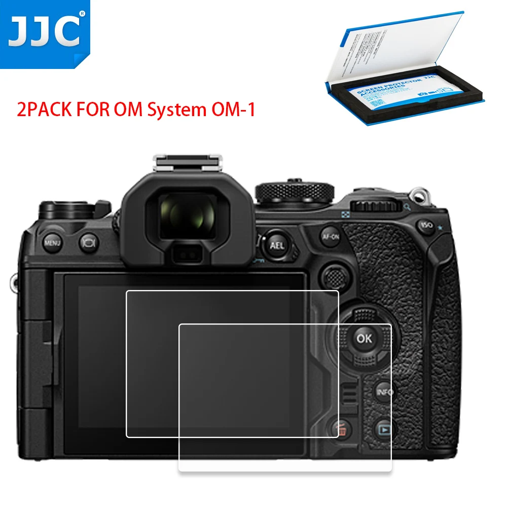 Jjc 2 Pack Om System Om-1 Protezione Dello Schermo Della Fotocamera 9H Durezza 2.5D Lcd Bordi Arrotondati Protezione In Vetro Temperato Per Sistema Om