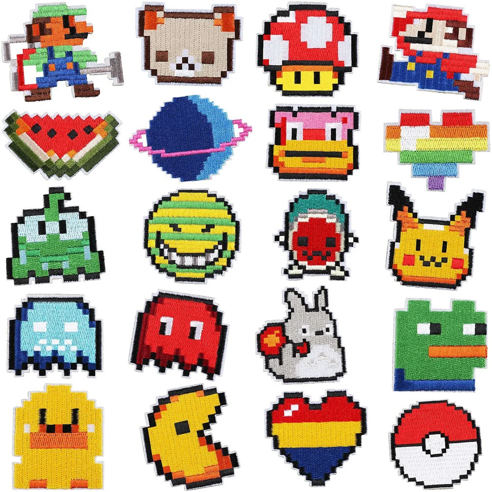 New Pokemon Ball Iron On Patch Mosaic Love Mushroom Frog Cucito Su Toppe Vestiti Ricamati Abbigliamento Abbigliamento Punk