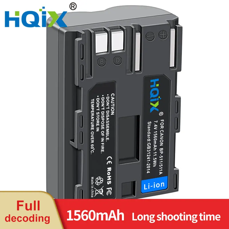 Hqix Per Canon Eos 5D 10D 20D 30D 40D 50D 300D 60D Powershot G1 G2 G3 G5 G6 Prol Pro90 È Macchina Fotografica Bp-511 511A Caricatore Di Batteria