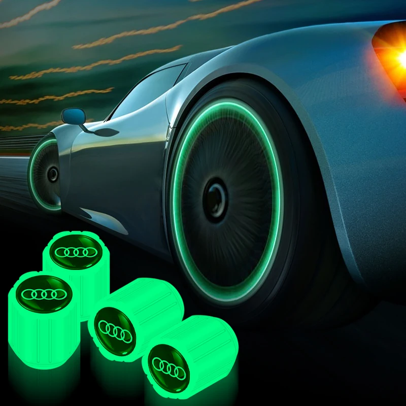 4 Pz/Set Luminous Car Wheel Tire Valve Caps Stem Case Covers Per Audi Sline A1 A3 A4 A5 A6 A7 A8 Q3 Q5 Q7 Tt Accessori