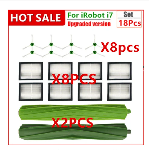 Hepa Filter+Side Brush+Brush Roll+Dust Bags Replacement For Irobot Roomba I7 E5 E6 I Series Robot Vacuum Cleaner Spare Parts