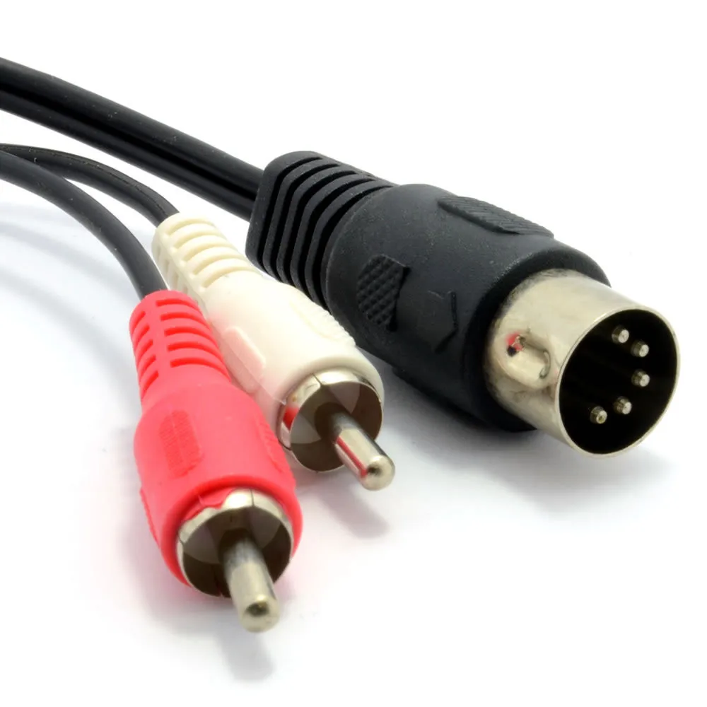5 Spille Din Spine Maschio A 2Rca Maschio Del Convertitore Audio Cavo Per Electrophonic Bang & Olufsen, Naim, Quad Sistemi Stereo 1.5 M 150 Centimetri