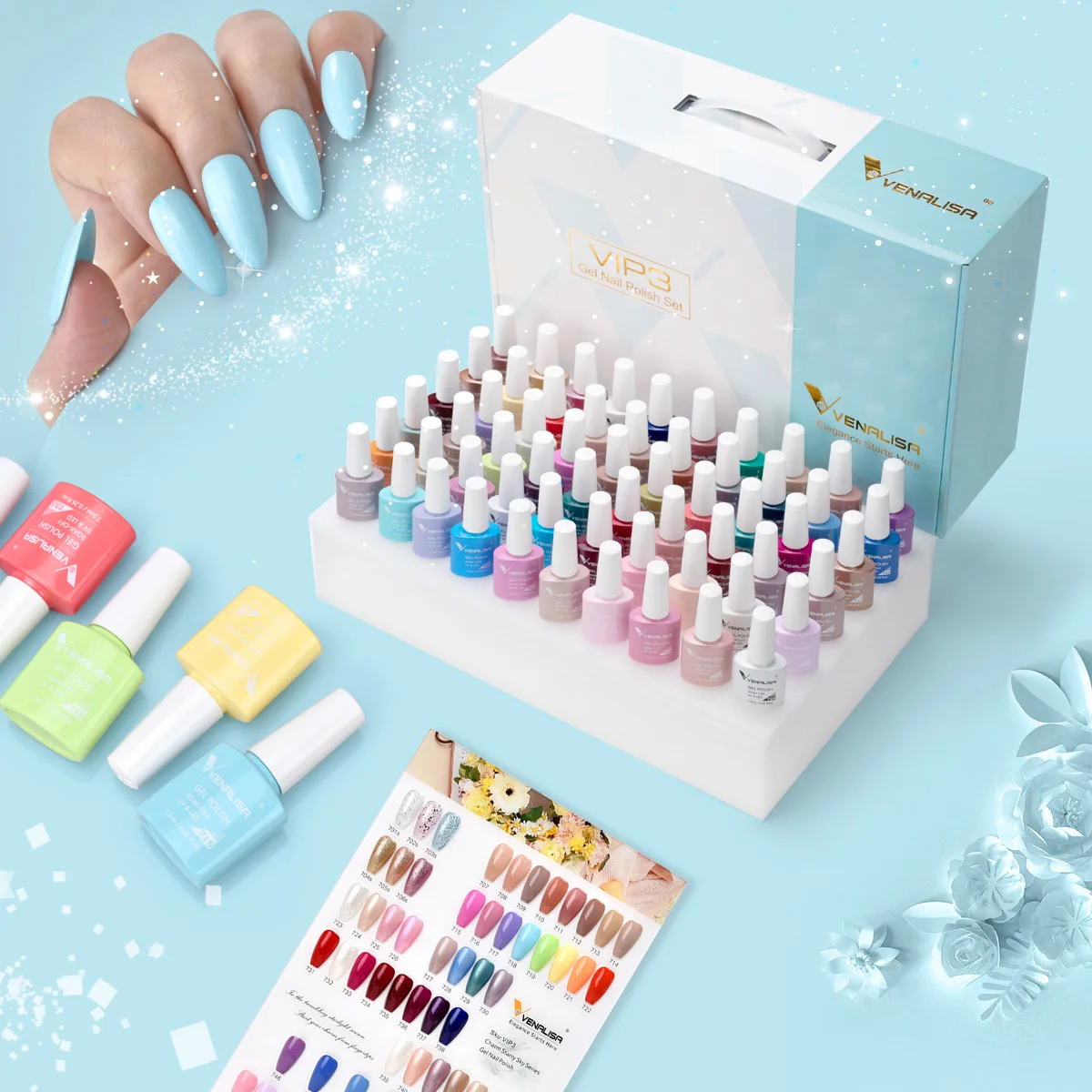 Venalisa Vip3 Smalto Gel Per Unghie Nuovo Arrivo Speciale Smalto Gel Set Smalto Gel Per Unghie Kit Tabella Colori Base Coat Top Coat Temperato