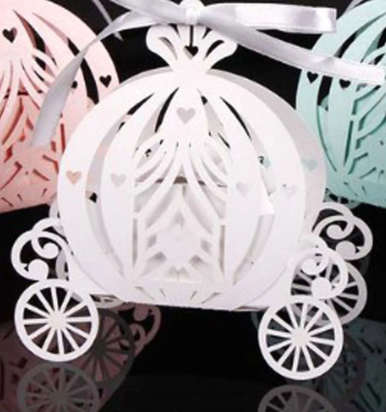 100Pcs Wedding Ferrero Chocolate Carton Hollow Wedding Car Candy Box Pink Wedding Candy Box