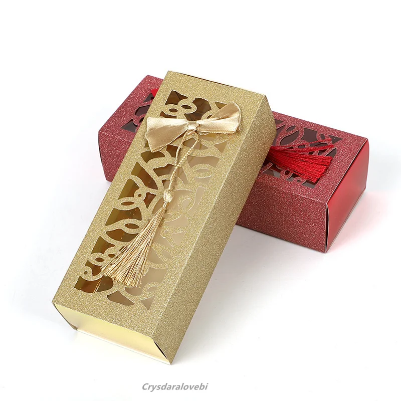 100Pcs Windowed Ferrero Empty Box Laser Hollow Bow Macaron Egg Tart Cake Drawer Box