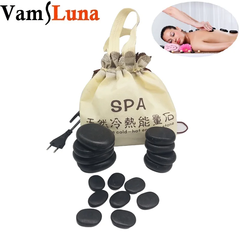Massaggiatore Portatile Basalto Hot Stone Set 16 Pezzi Hot Rocks Stones Massage Kit Con Borsa Riscaldante Per Spa Domestica, Assistenza Sanitaria Rila