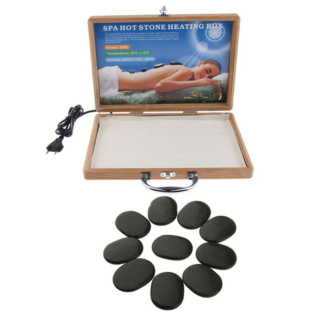 Energy Hot Stone + Hot Stone Rock Box Riscaldante Massaggio Stone Warmer Case Riscaldatore Set Per Body Spa Massage - Eu Plug