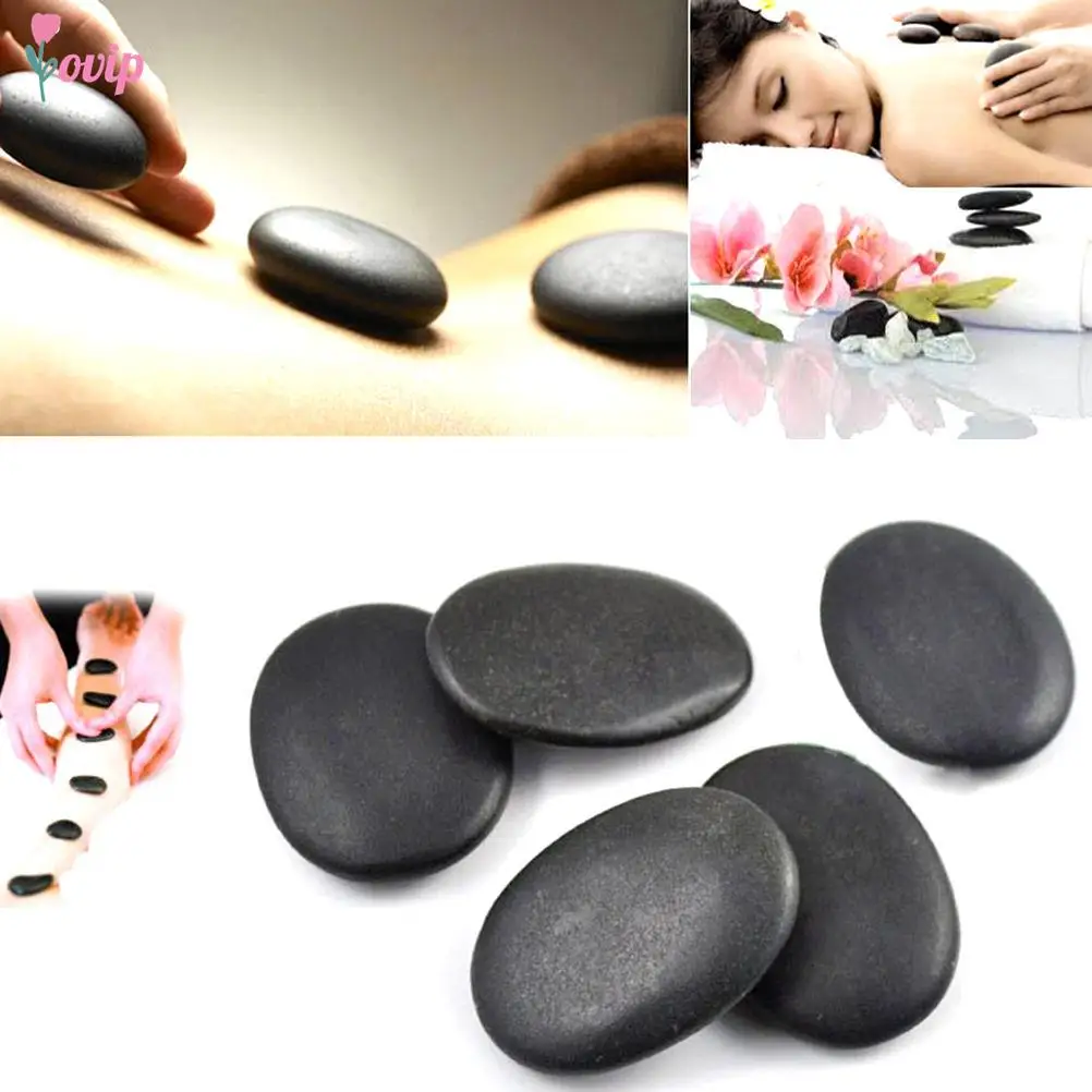 7Pcs Lava Natural Energy Massage Stone Hot Spa Rock Basalto Stone Hot Compress Spa Stones Massaggio Rilassamento Cura Della Salute Del Corpo