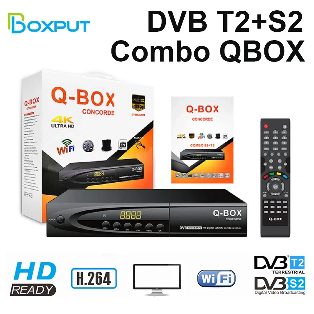 Dvb T2 S2 Combo Qbox Ricevitore Tv Satellitare H264 Mpeg 4 Decoder Tv Digitale 1080P Full Hd Time Shift Epg Ota Smart Set Top Box
