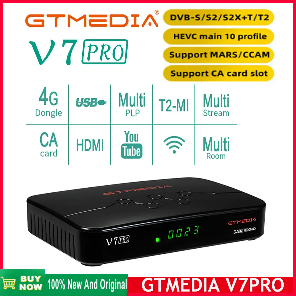 [Originale] 2024 Nuovo Gtmedia V7 Pro Dvb-S/S2/S2X + T/T2 Decoder Ricevitore Tv Satellitare Ca Slot Per Schede Usb Wifi Supporto Rete Tv Box
