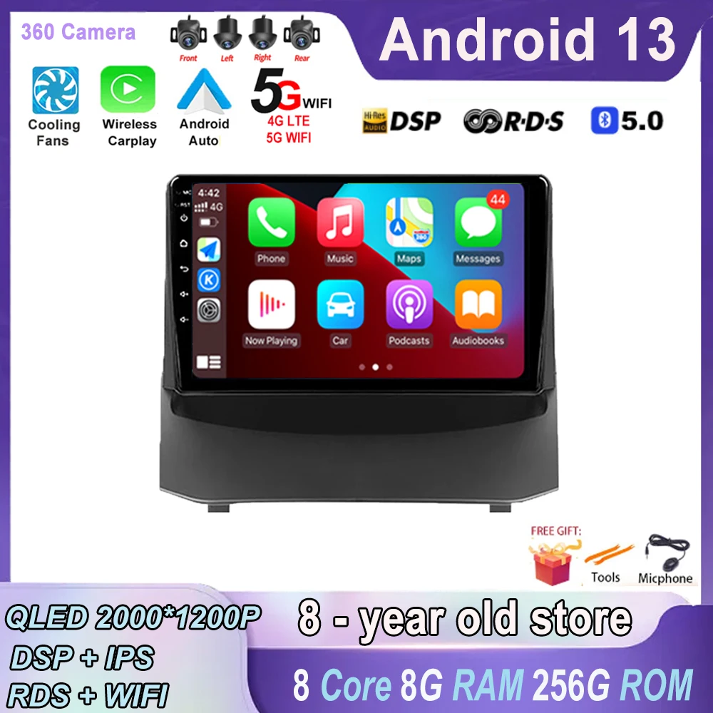 Accessorio Bluetooth Di Autoradio Per Ford Fiesta Mk6 2008 - 2019 Autoradio Lettore Video Multimediale Navigazione Gps Android 13