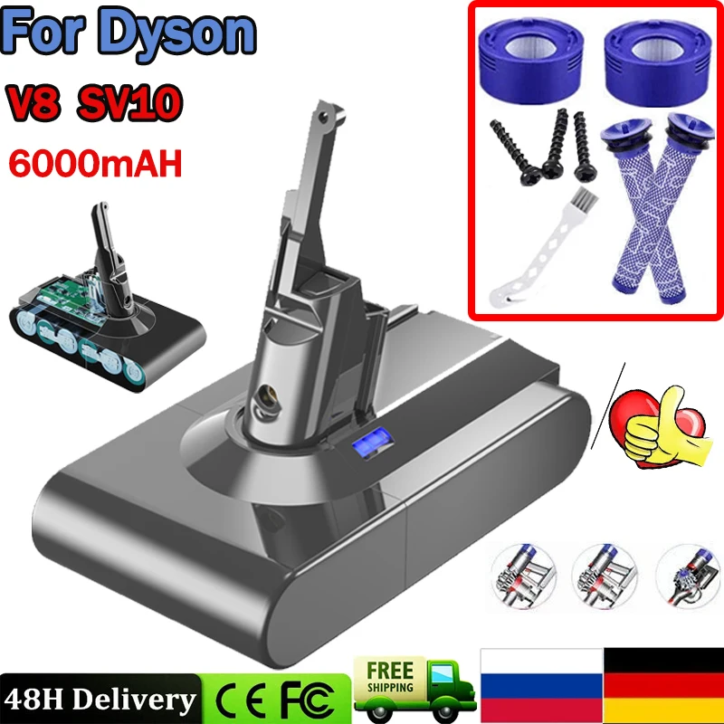 Per Dyson 21.6V 6000Mah V8/Sv10 Sostituzione Della Batteria Dell'Aspirapolvere Per Dyson V8 Series V8 Absolute V8 Fluffy Sv10 Vacu Senza Cavo
