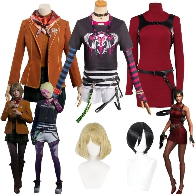 Resident 4 Remake Ashley Spencer Evil Costume Cosplay Ashley Casual Outfit Ada Wong Cosplay Dress Donna Halloween Travestimento Vestito