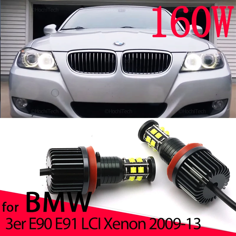 Led Bmw Angel Eyes Ring Marker Lampadine Per Bmw Serie 3 E90 E91 Lci Xenon 2009-2013 Luce Diurna 160 W/Pair 6000K Bianco