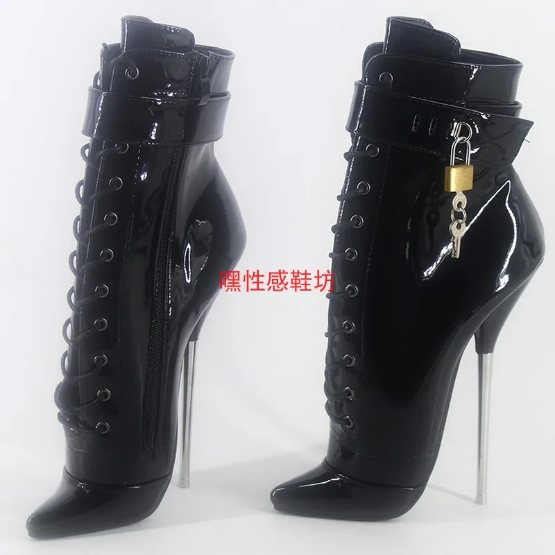 Caca Men Cross-Dressing Cosplay Shoes, Stivaletti Alla Caviglia, Fetish Short Botas, Con Serratura, Zip Laterale, Colore Personalizzato, Big 46,Dropsh
