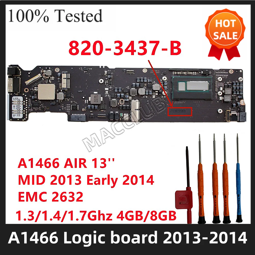 Scheda Madre A1466 Per Macbook Air 13 "A1466 2013 2014 Emc Emc 2632 1.3 1.4 1.7Ghz 4Gb 8Gb Scheda Logica Mainboard