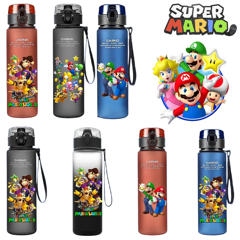 560Ml Super Mario Children Water Cup Anime Figure Luigi Bowser Bottiglia D'Acqua Portatile Per Bambini Di Grande Capacità Fashion Sport Travel Cup