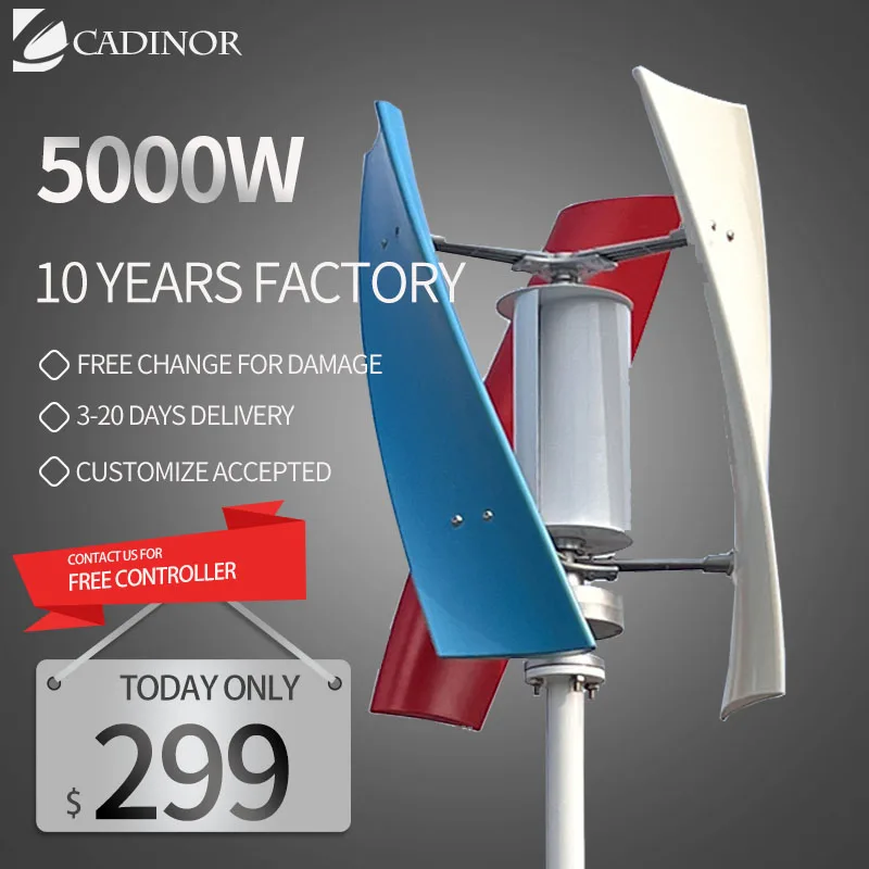 Un Generatore Eolico Ad Asse Verticale Mazon Ebay 5000W 3 Pale Con Controller Mppt Per Uso Domestico
