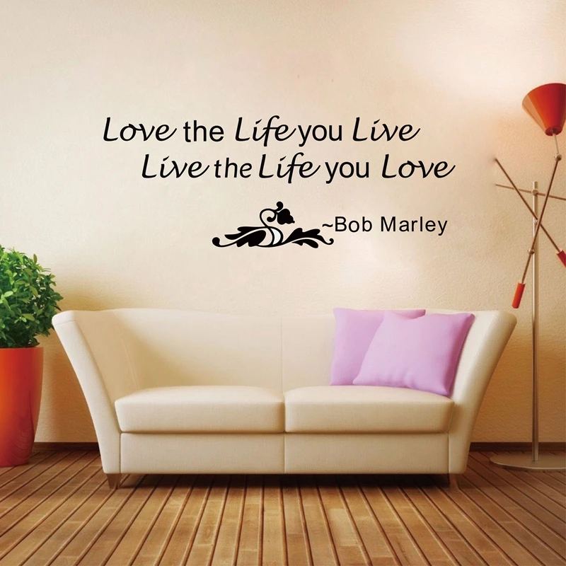 Large Size 98X38Cm Ebay Vendita Calda Spedizione Gratuita Reggae Music Singer Wall Decalcomanie Quotes Sticker - Love The Life You Live