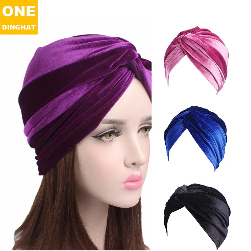 Autunno E Inverno Velluto Elasticizzato Tam-O'-Shanter Cross Twist Cap Cappello Per Chemioterapia Fornitura Ebay