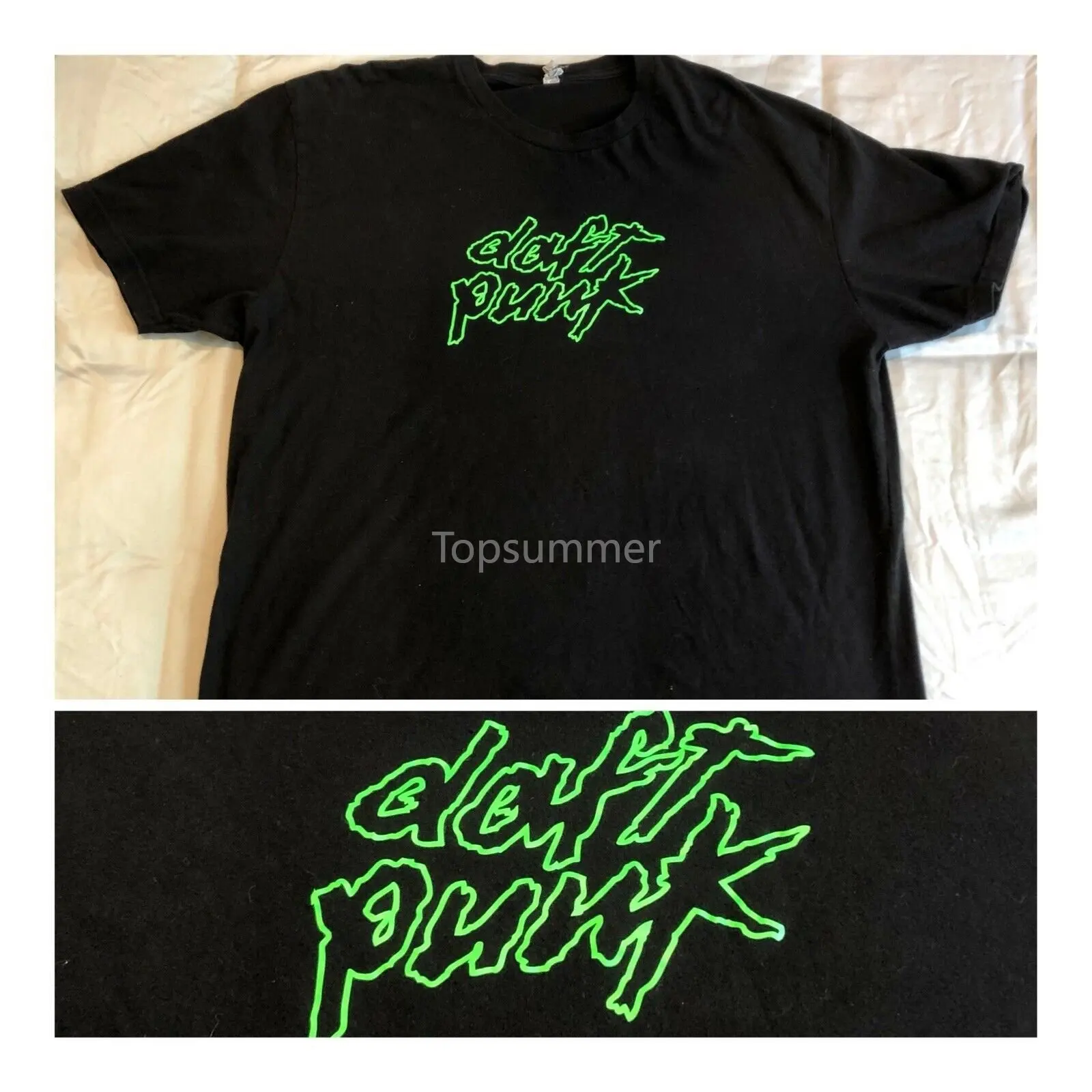 Vintage Rare Neon Green Daft Punk Shirt Mens Size Xl Non Un Altro Su Ebay Maglietta Di Moda In Cotone A Maniche Corte Spedizione Gratuita