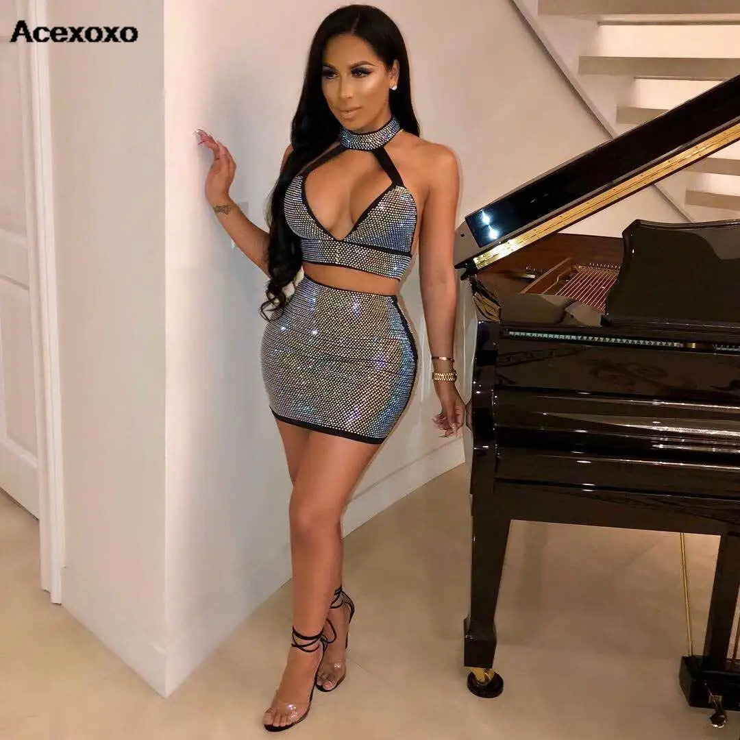 2023 Il Nuovo Vestito Ebay Amazon Hanging Neck Backless Drills Abito Da Sera Molto Sexy Night Dress