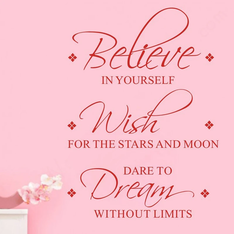 Ebay Vendita Calda Believe Wish Dream.Inspirational Vinyl Wall Quotes Stickers Lettering Art Words Home Decor Spedizione Gratuita Q0111