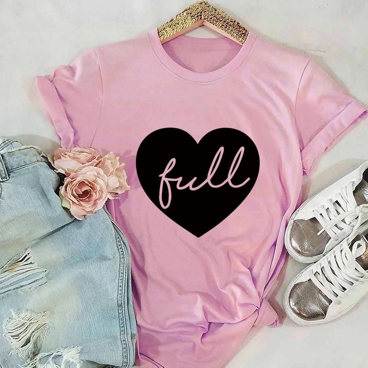 2020 Abbigliamento Moda Donna Desiderio Ebay Hot European E American Love 100% T-Shirt Da Donna A Maniche Corte In Puro Cotone