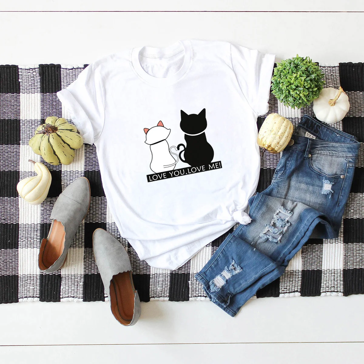 Love You Cat Animal Wish Ebay T-Shirt Da Donna A Maniche Corte Stampata 100% Cotone T-Shirt Da Donna Y2K Top Tshirt Donna