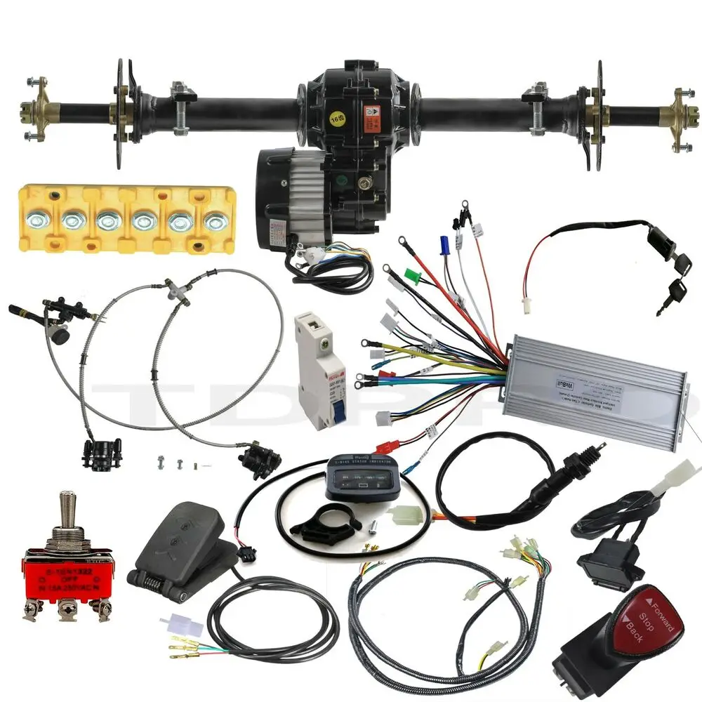 30 "34" 40 "Go Kart Kit Asse Posteriore 48V 1000W Motore Differenziale Elettrico Per Go Kart Golf Cart Dolly Trike 4 Ruote Buggy