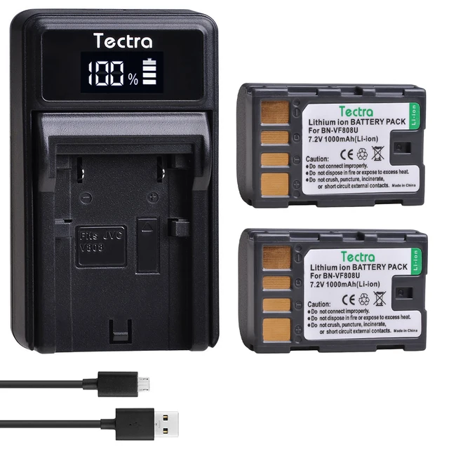 • Bn-Vf808U Bn Vf808 Batterie + Caricatore Usb Led Per Jvc Gz-Hd7 Gz-Mg575 Gz-Mg555 Gr-D750 Gr-D760 Gz-Mg255