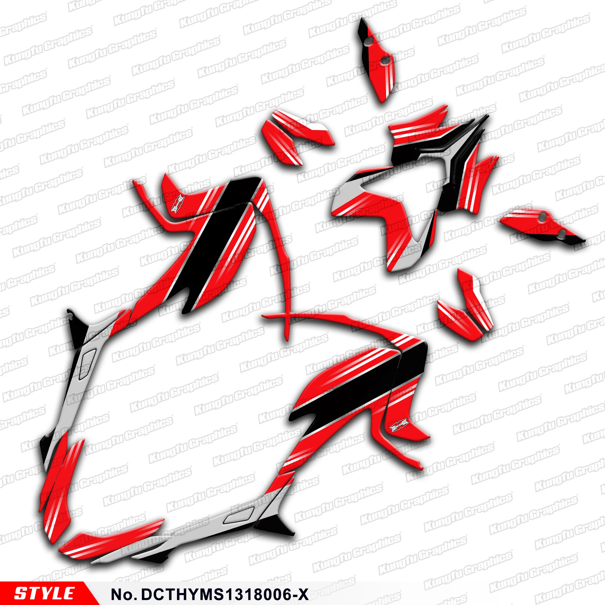 Aftermarket Graphics Kit Adesivo Impermeabile Per Ducati Hypermotard Hyperstrada 821 939 2013-2018, Style No.Dcthyms1318006-X