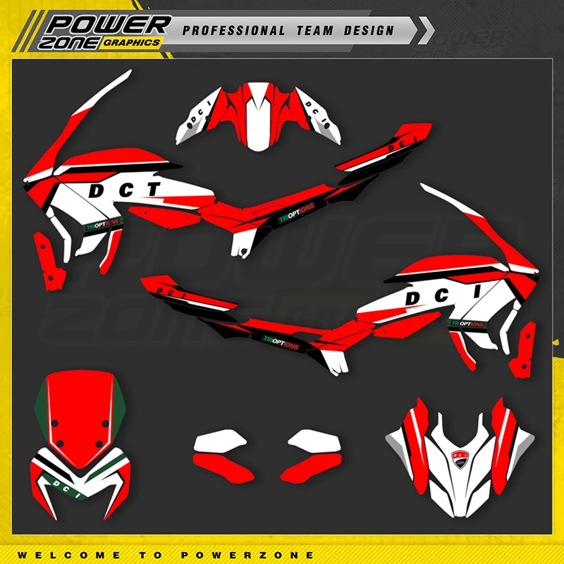 Powerzone Custom Team Graphics Sfondi Decalcomanie Per Kit Di Adesivi 3M Per Ducati 2013-2016 Hypermotard Hyperstrada 821 Personalizza