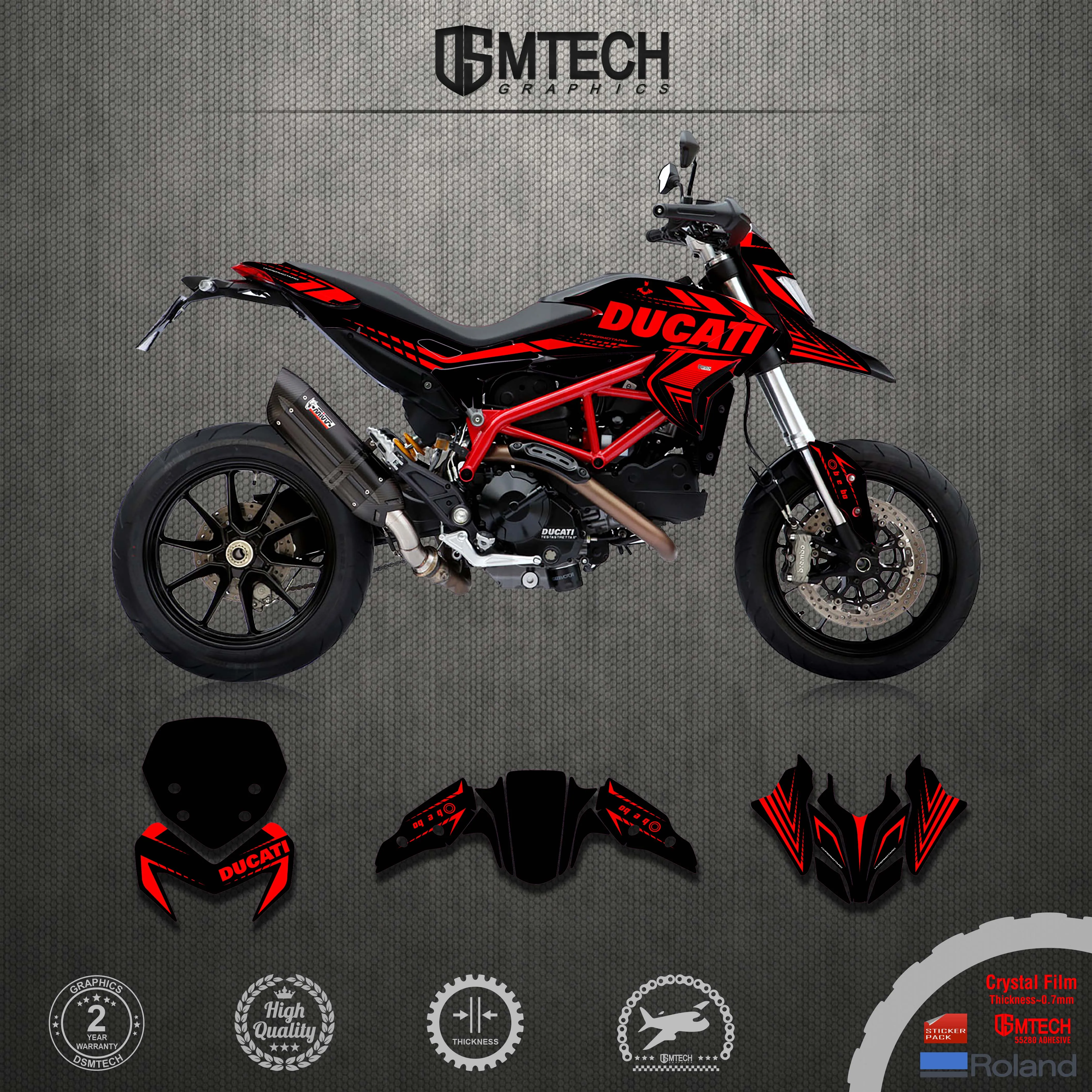 Dsmtech Graphics Kit Di Adesivi Per Moto Decalcomanie Di Sfondo Per Ducati 2013 2014 2015 2016 Hypermotard Hyperstrada 821