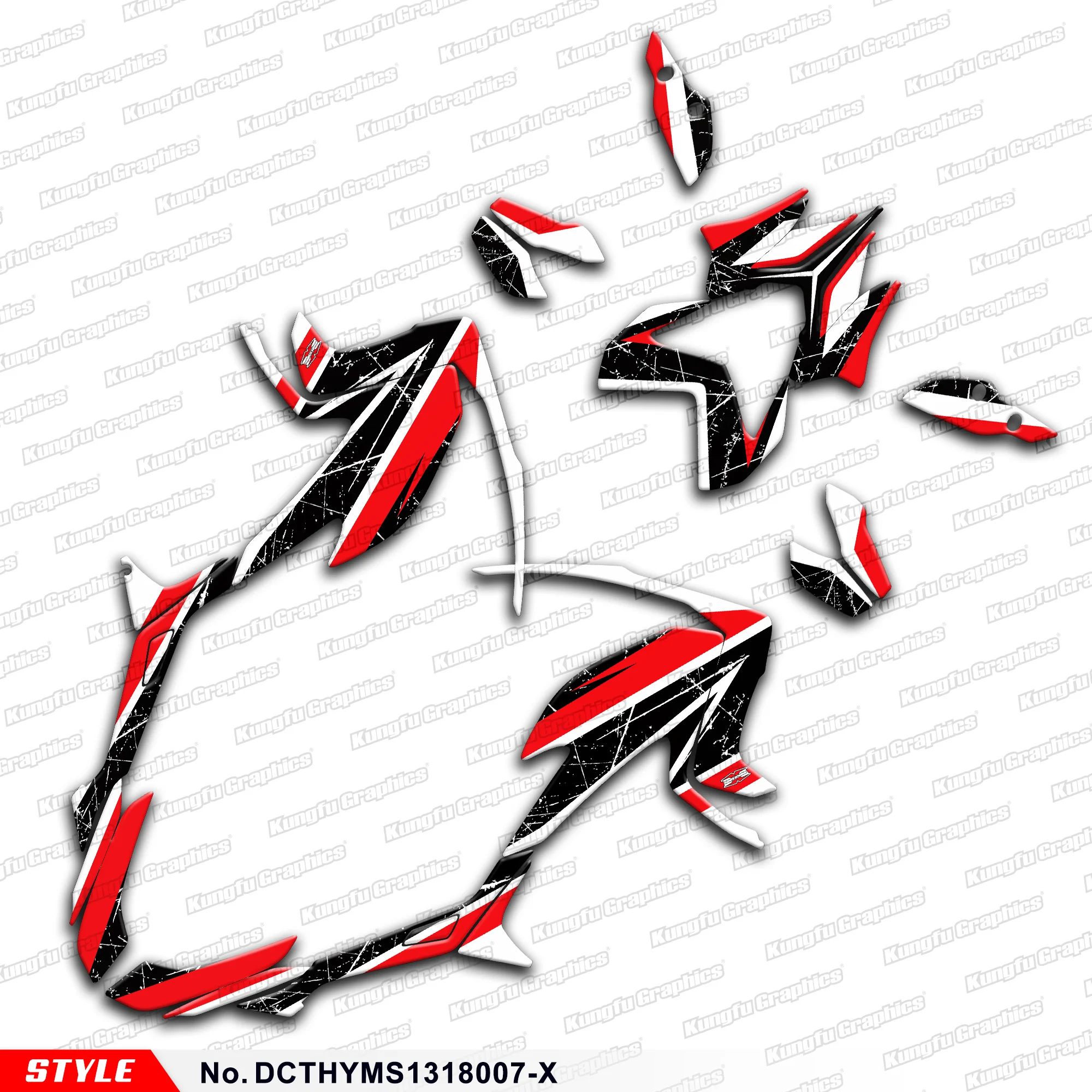 Aftermarket Graphics Vinyl Decal Full Wrap Kit Per Ducati Hypermotard Hyperstrada 821 939 2013-2018, Style No.Dcthyms1318007-X