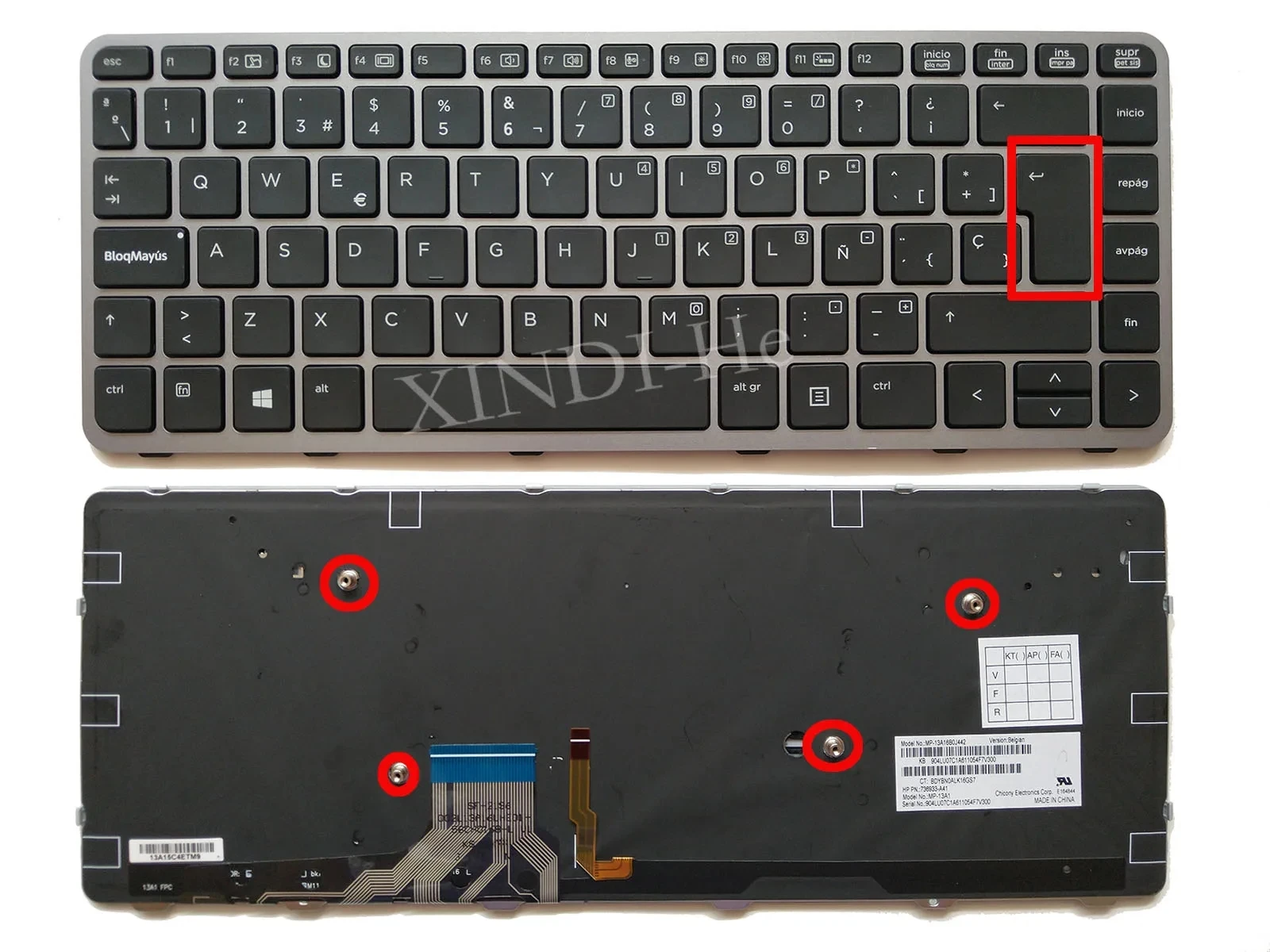 Tastiera Per Laptop Retroilluminata Spagnola Per Hp Elitebook Folio 1040 G1 1040 G2 739563-001 739563001 Mp-13A1 Sp Layout Nero