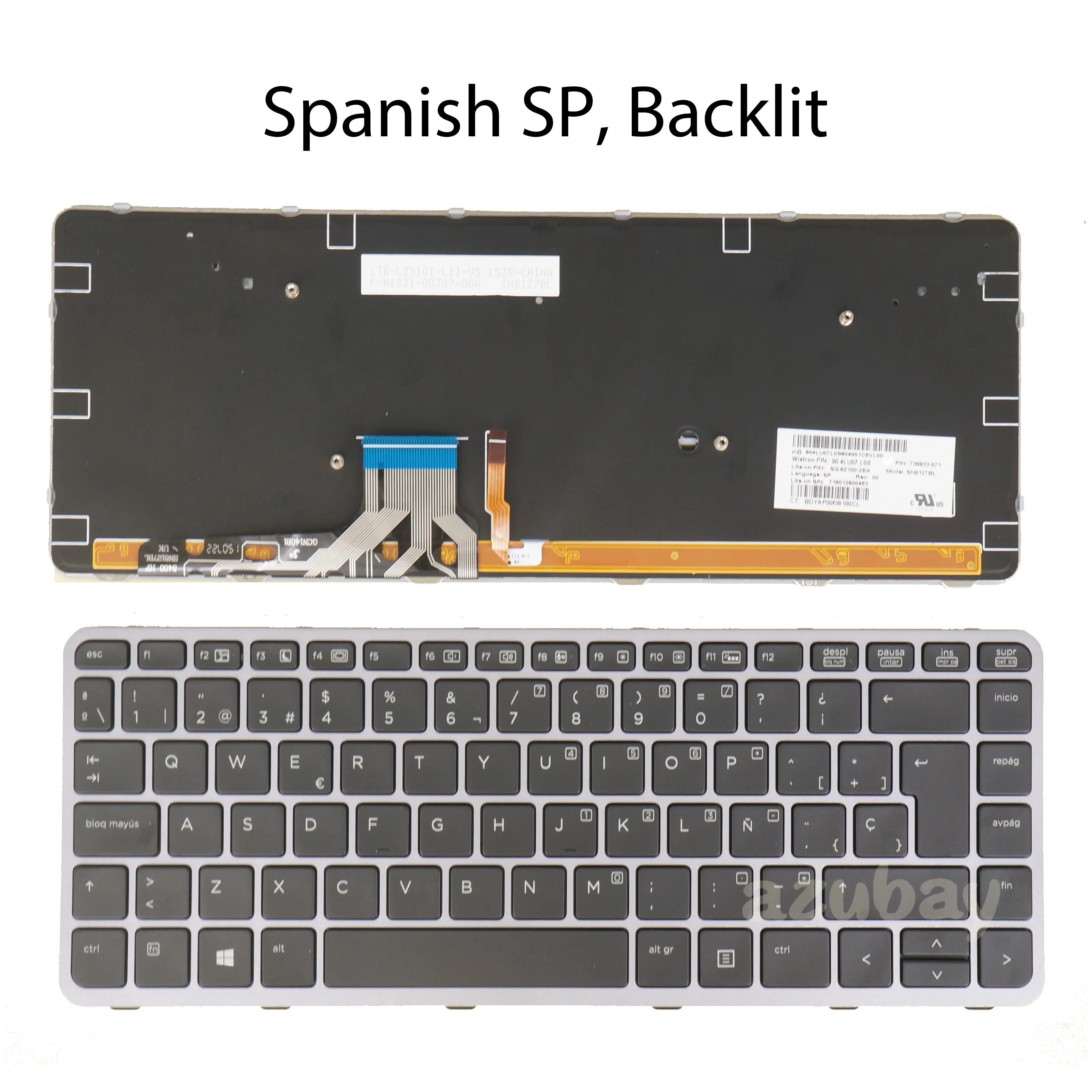 Nuova Tastiera Retroilluminata Latina Spagnola Per Hp Elitebook Folio 1040 G1 1040 G2 739563-001 739563001 Mp-13A1 Nero Sp La