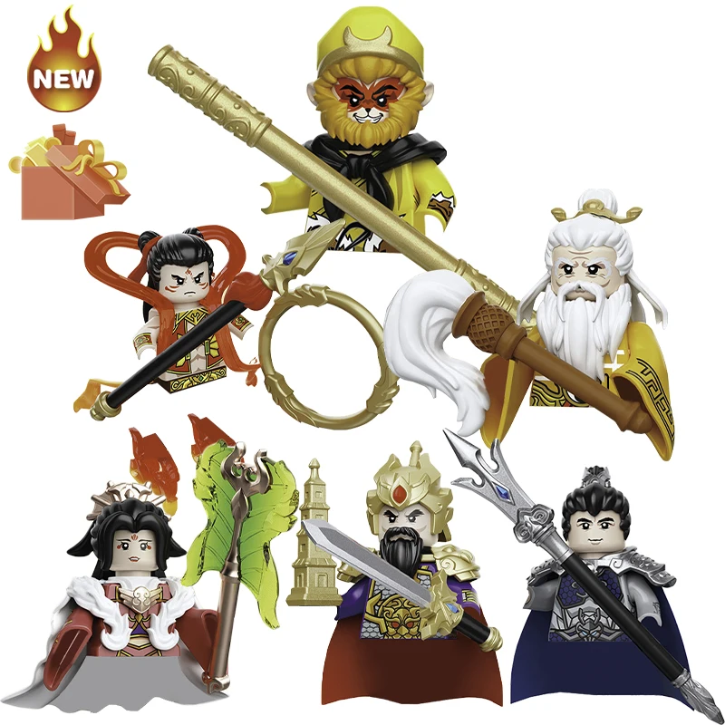 Moc Chinese Movie Journey To The West Figures Monkey King Golden-Hooped Rod Model Kids Blocks Toys Gifts For Boys Girls Juguetes