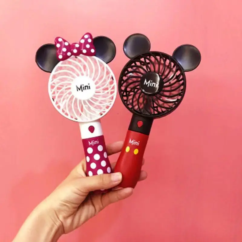 Disney Outdoor Portable Cartoon Kawaii Mickey Usb Fan Air Cooler Travel Mini Handheld Fan Lithiums Batteria Giocattoli Ricaricabili