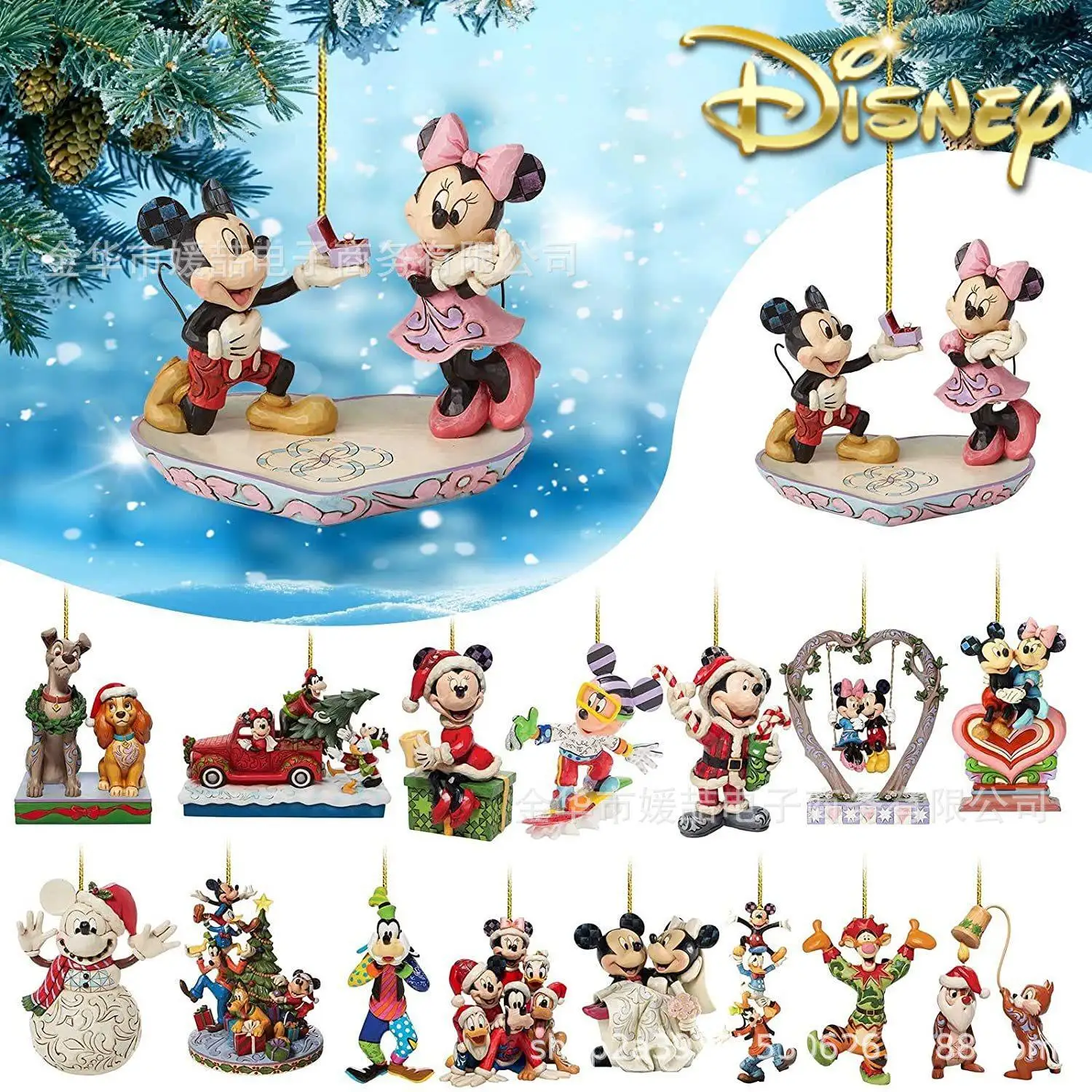 Disney Flat Action Anime Figure Mickey Minnie Mouse Decorazione Dell'Albero Di Natale Ornamento Appeso Casa Festa Di Natale Giocattolo Regalo Per