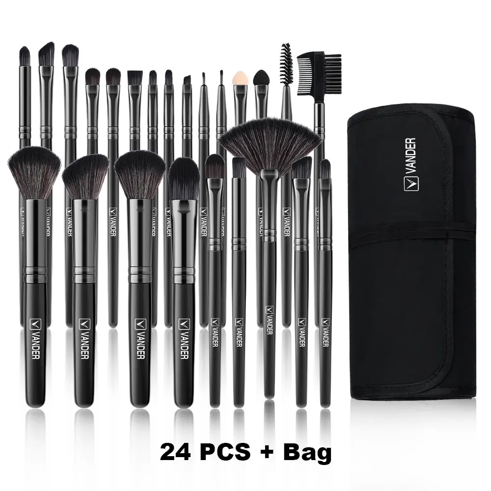 24 Pcs Set Di Pennelli Per Trucco Nero Soft Fluffy Foundation Blush Powder Eyeshadow Kabuki Blending Cosmetics Brushes Strumento Di Bellezza
