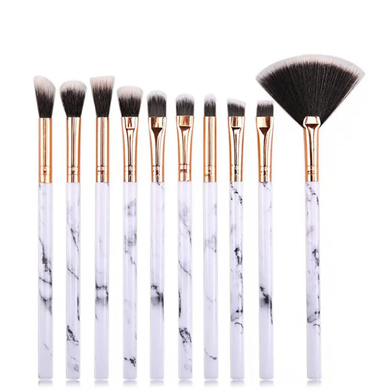 10 Pz Promozioni Marmorizzazione Texture Pennelli Fondotinta Viso Polvere Ombretto Kabuki Eye Blending Strumento Pennello Trucco Marmo Cosmetico