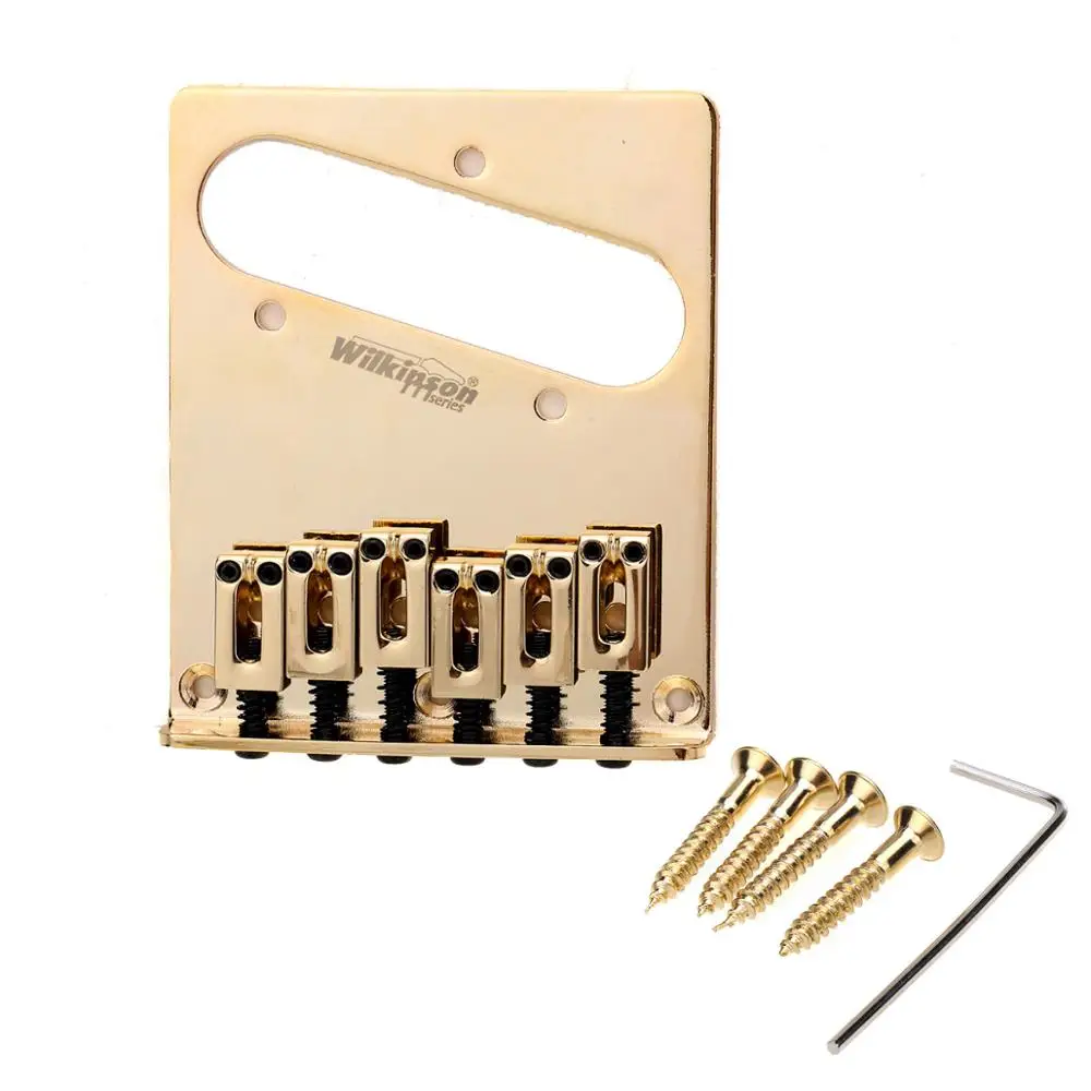 Wile1 52.5Mm(2-1/2 Pollici) 6 Selle Modern Tele Bridge Per Chitarra American Standard Telecaster, Oro