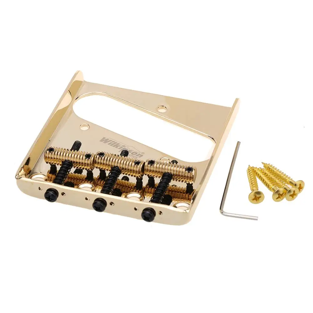 Wilfreddy 54Mm(2-1/2 Pollici) Posacenere Filettato Posacenere Tele Bridge 3 Selle Per Chitarra Stile Telecaster, Oro