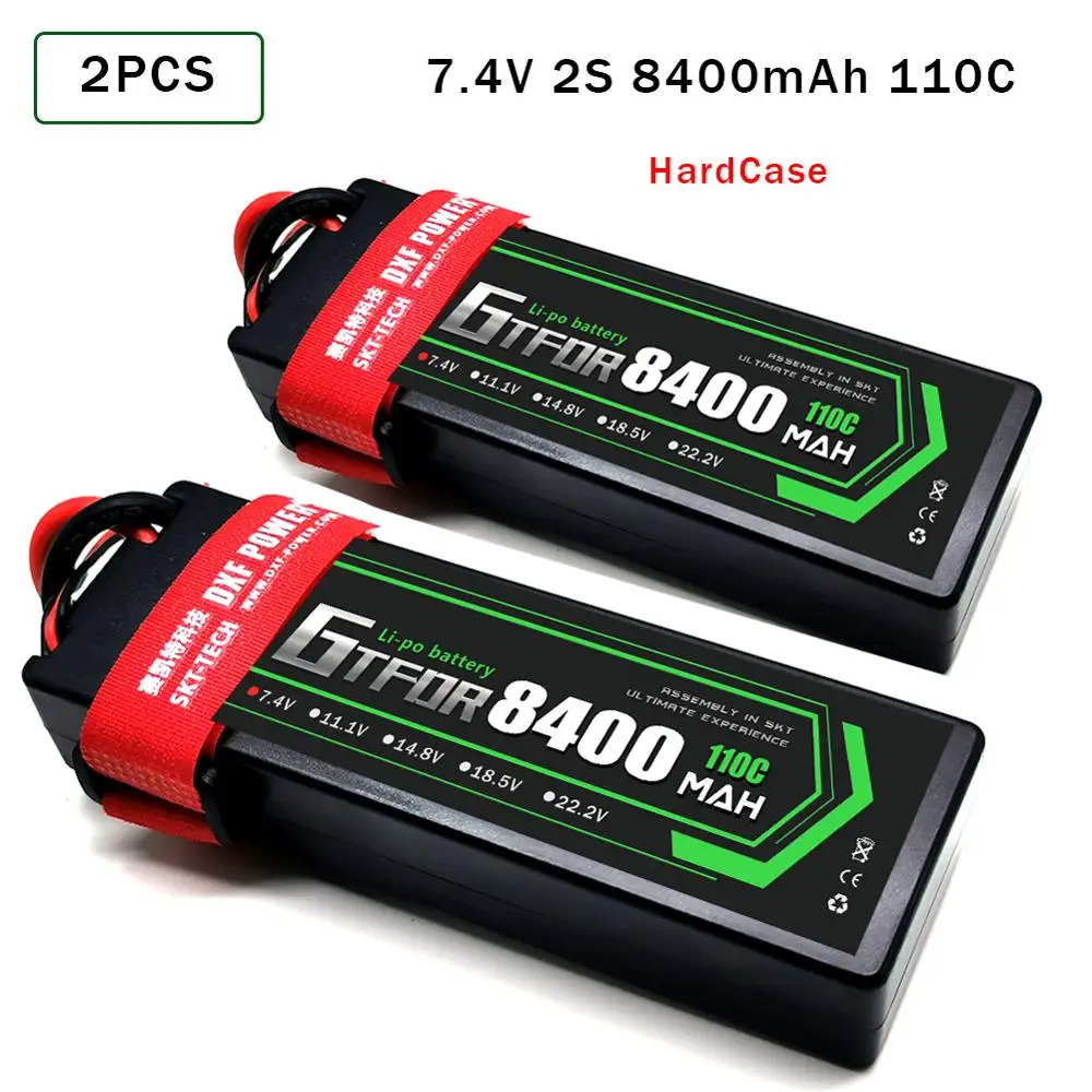 Batteria Lipo Gtfdr 2S 7.4V 110C-220C 8400Mah Hardcase Rc Batteria Deans Plug Per 1/10 1/8 Tour Rc Car Buggy Rc Car Truck