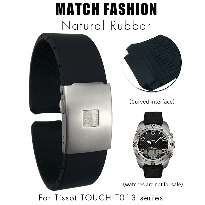 Cinturino In Gomma Siliconica Morbida Da 21Mm Per Tissot T-Touch T013 T013420A Nero Arancione Sport Cinturino Impermeabile Strumenti Fibbia Pieghevole