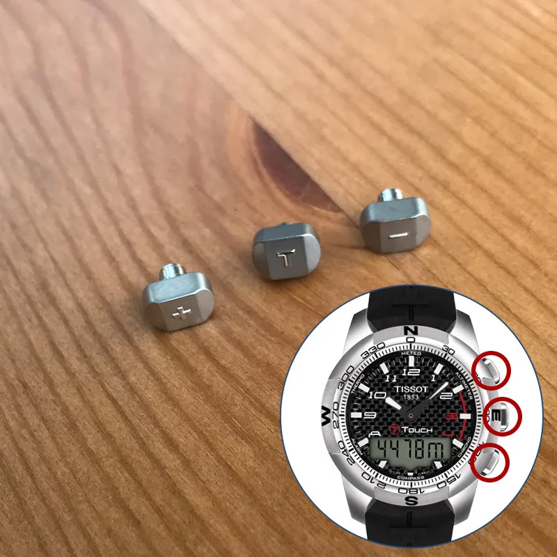 Pulsante In Metallo Titanio Pusher Per Ts Tissot T-Touch Ii Collezione Analogico-Digitale Da Uomo 43.3Mm Parti Di Orologi Al Quarzo Strumenti