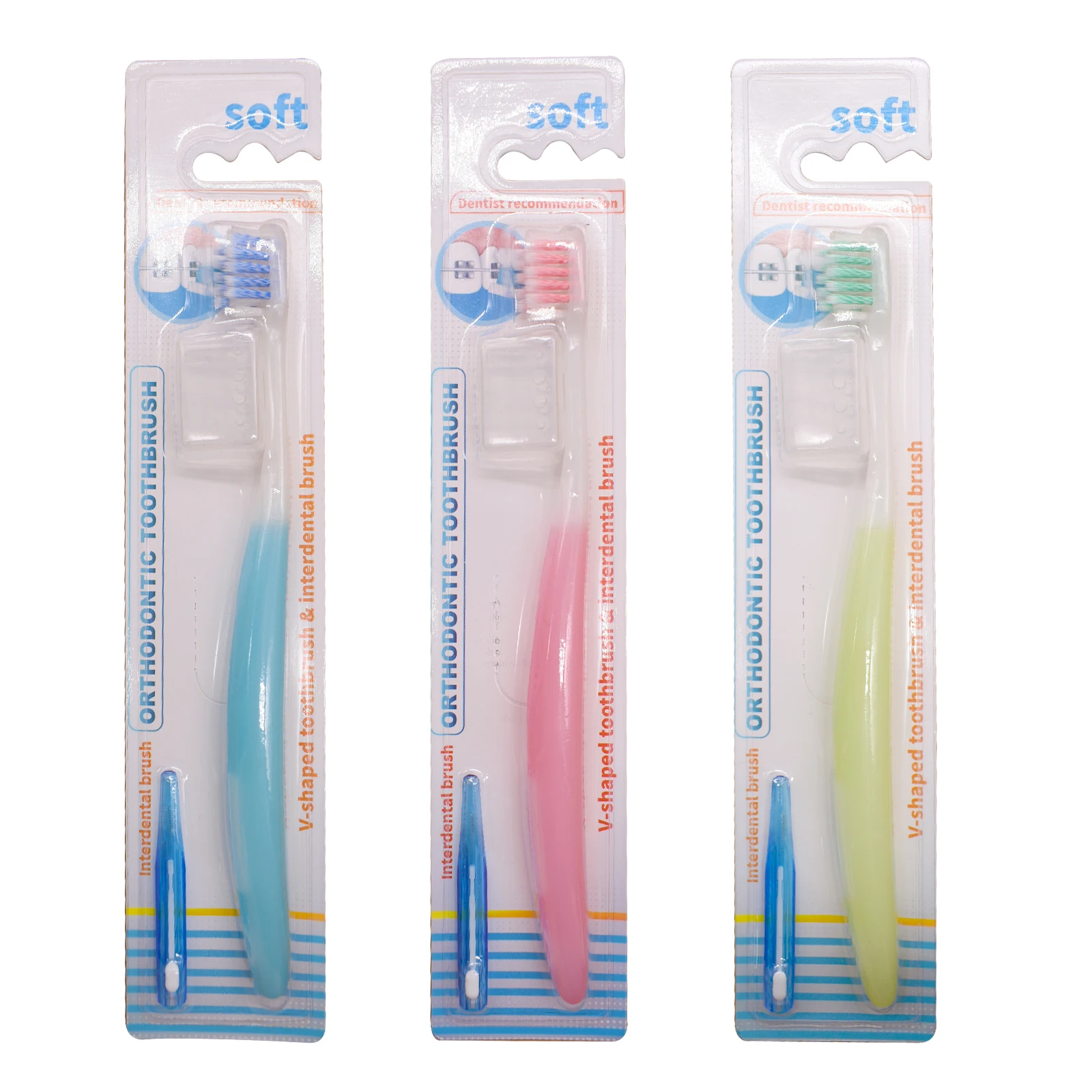 3 Pezzi A Forma Di U Spazzolino Ortodontico Spazzolino Da Denti Copricapo Interdentale Dente Filo Interdentale Setola Morbida Con Un Brus Interdentale