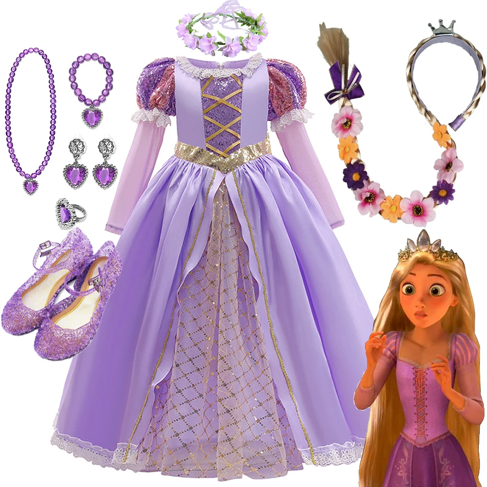 Charm Girl Costume Rapunzel Princess Party Dresses For Girls Grovigliato Cosplay Vestido Abiti Bambini Ball Gowns 2-10Yrs